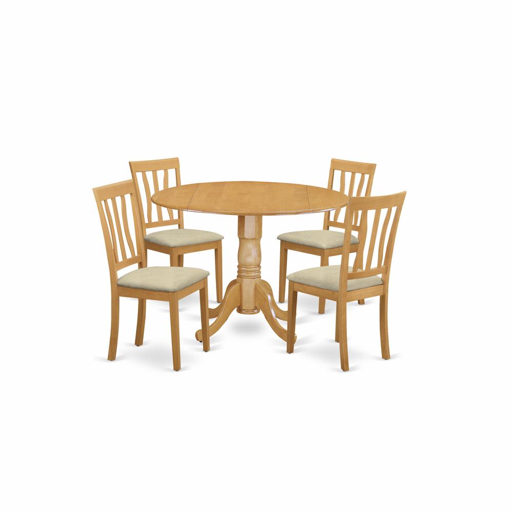 DLAN5-OAK-C 5 PC Dinette Table set - Dining Table and 4 Dining Chairs