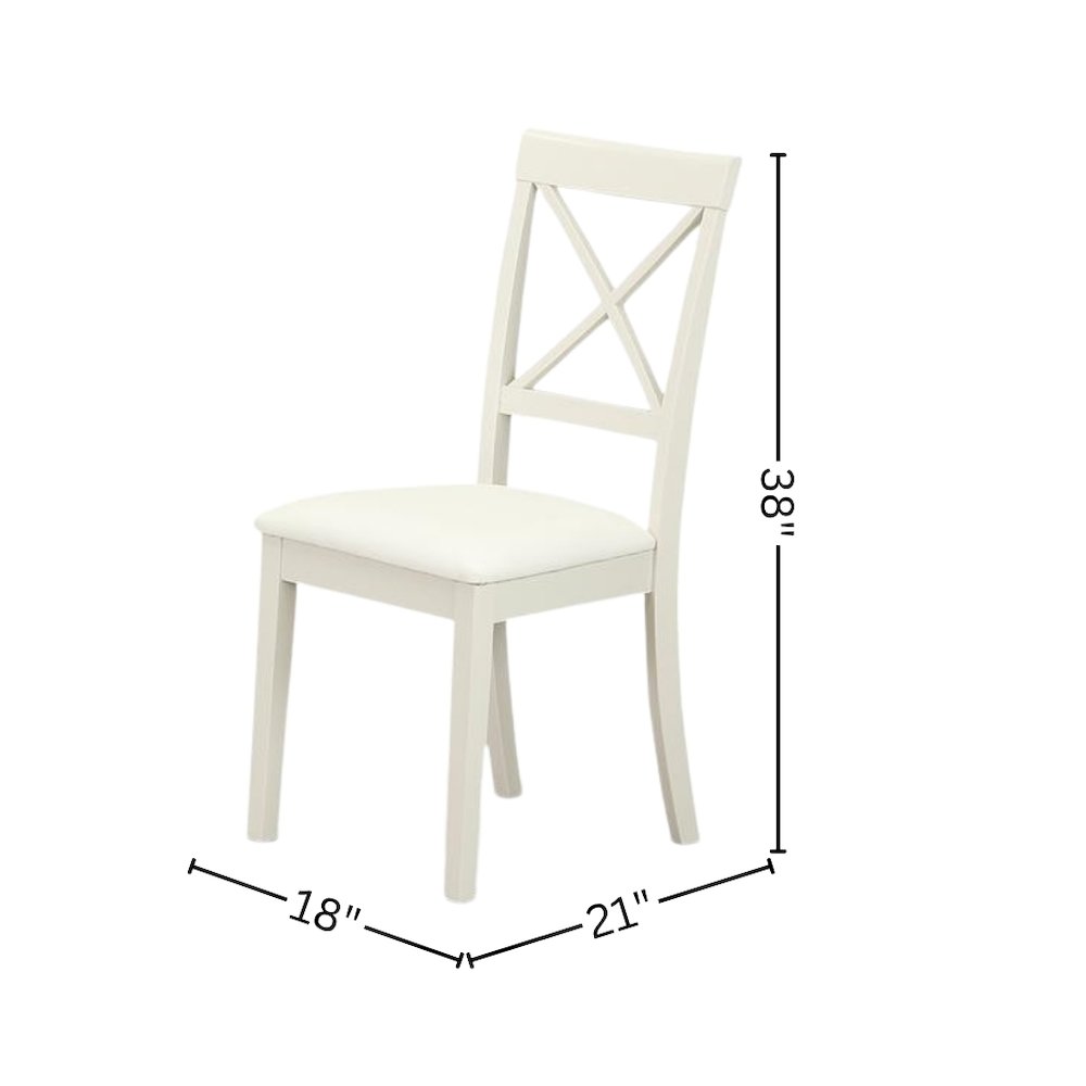 White Dining Set, Round Drop Leaf Table, X-Back Chairs, 2-Person, Faux Leather