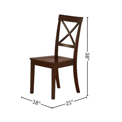 Mahogany Dining Set, Round Drop Leaf Table, X-Back Chairs, 2-Person, Rubberwood