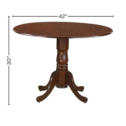 Mahogany Dining Set, Round Drop Leaf Table, X-Back Chairs, 2-Person, Rubberwood
