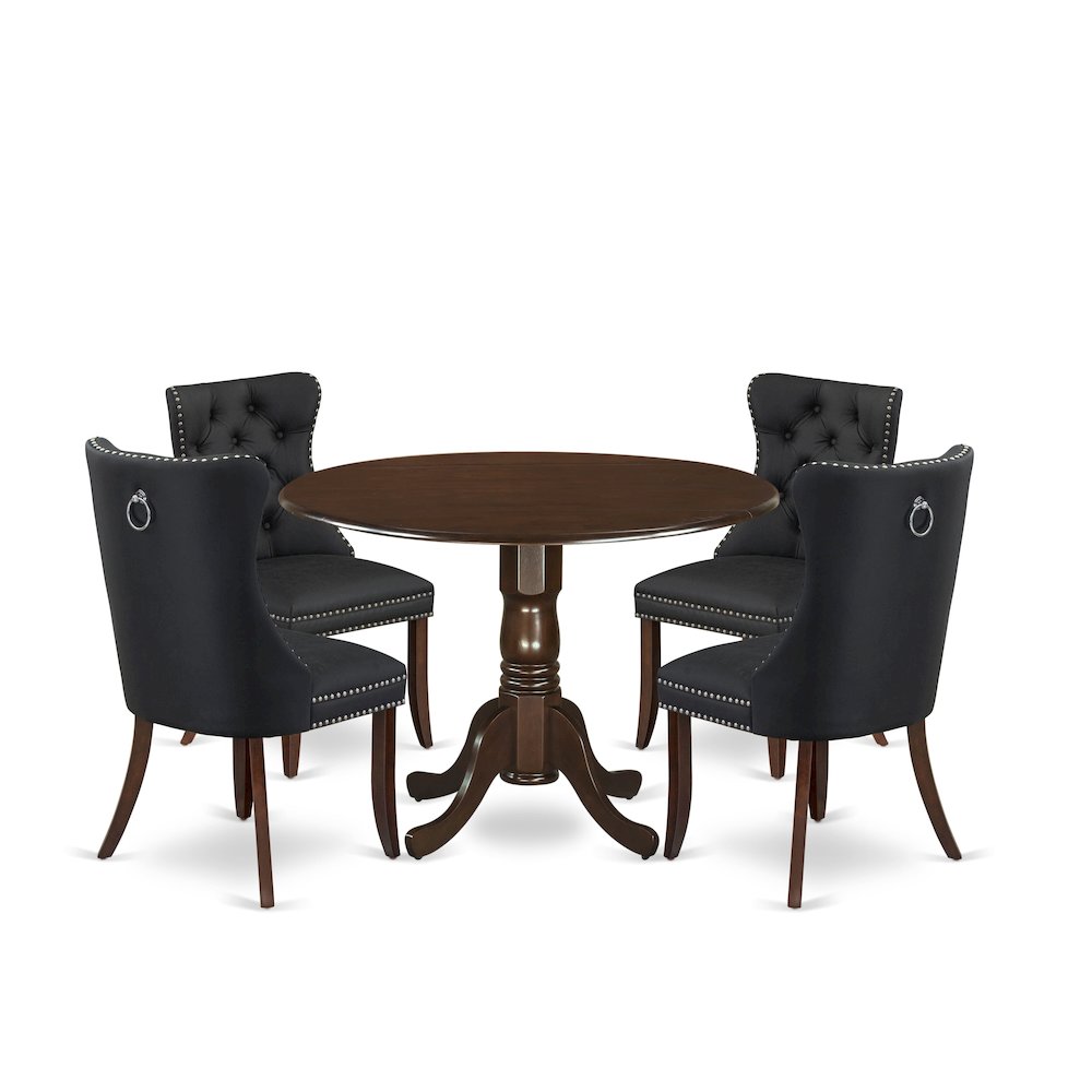5 Piece Dining Room Set Consists of a Round Kitchen Table with Dropleaf