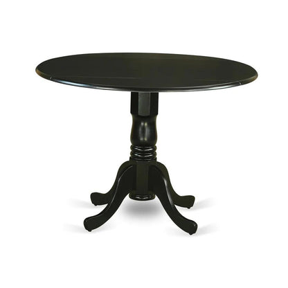 DLDL5-BLK-W - 5-Pc Dining Room Set - 4 dining room chairs and 1 Drops Leaf Kitchen Table - Black Finish