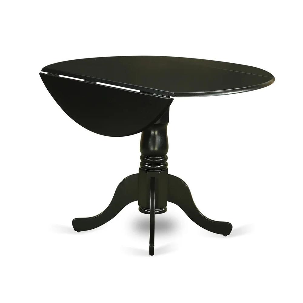 DLDL5-BLK-W - 5-Pc Dining Room Set - 4 dining room chairs and 1 Drops Leaf Kitchen Table - Black Finish