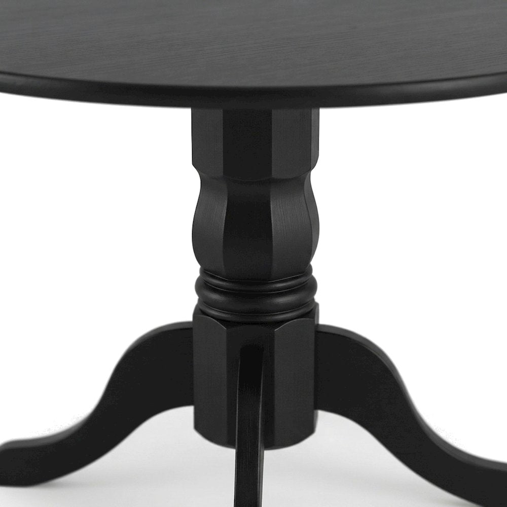 Solid Wood Round Kitchen Table with Drop Leaf and 4 Chairs 5 Piece Set