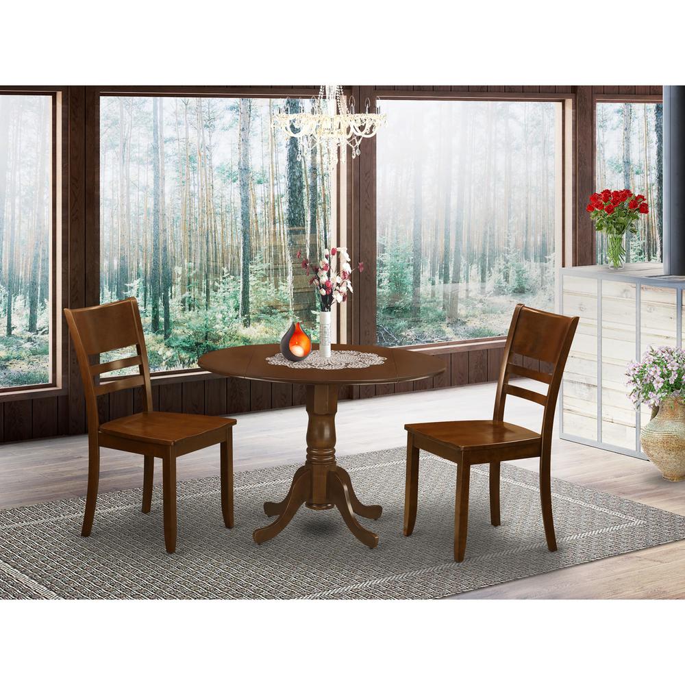 3  Pc  Kitchen  Table  with  2  drop  leaves  and  2Leather  Dinette  Chairs