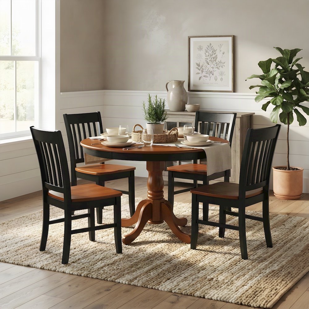 Round Dining Table Set with Pedestal Base for Kitchen or Breakfast Nook