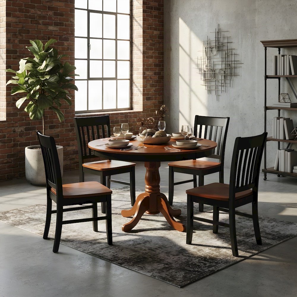 Round Dining Table Set with Pedestal Base for Kitchen or Breakfast Nook
