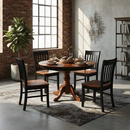 Round Dining Table Set with Pedestal Base for Kitchen or Breakfast Nook
