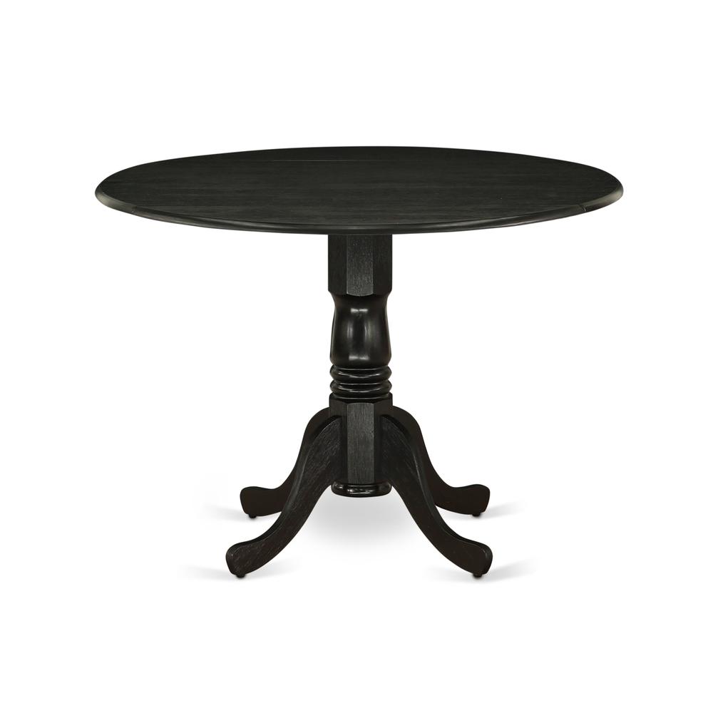 East-West Furniture DLSI3-ABK-21 - A dining table set of 2 excellent parson chairs using Linen Fabric Mineral Blue color and a gorgeous midcentury dining table with Wire brushed Black