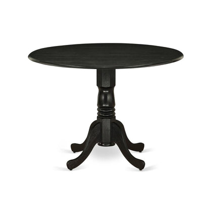 East-West Furniture DLSI3-ABK-21 - A dining table set of 2 excellent parson chairs using Linen Fabric Mineral Blue color and a gorgeous midcentury dining table with Wire brushed Black
