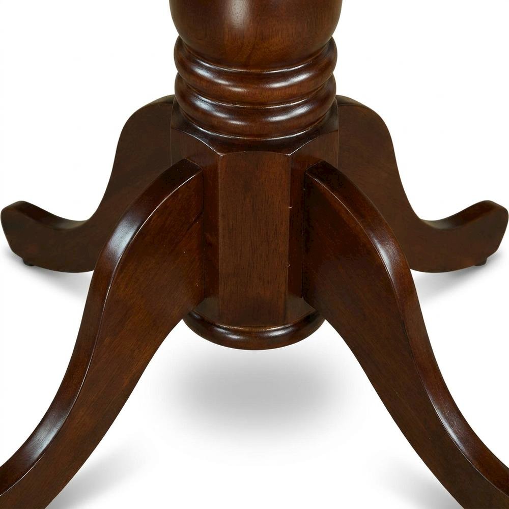 Wood Round Drop-Leaf Dining Table with Pedestal Base, Black & Mahogany