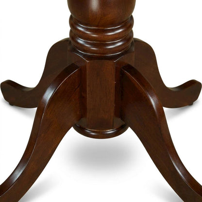 Wood Round Drop-Leaf Dining Table with Pedestal Base, Black & Mahogany