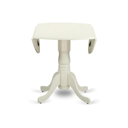 DLVE3-WHI-47 - A dinette set of two great indoor dining chairs with Linen Fabric Light Sable color and a lovely mid-century dining table with Linen White color