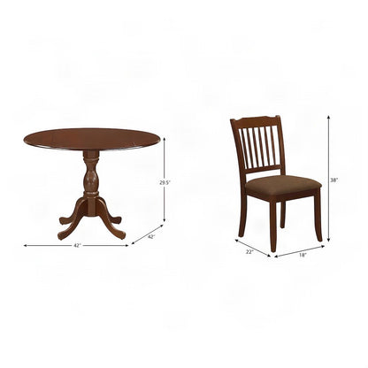 Linen-Upholstered Slatted-Back Wood Kitchen Table 5 Piece Set