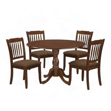 Linen-Upholstered Slatted-Back Wood Kitchen Table 5 Piece Set