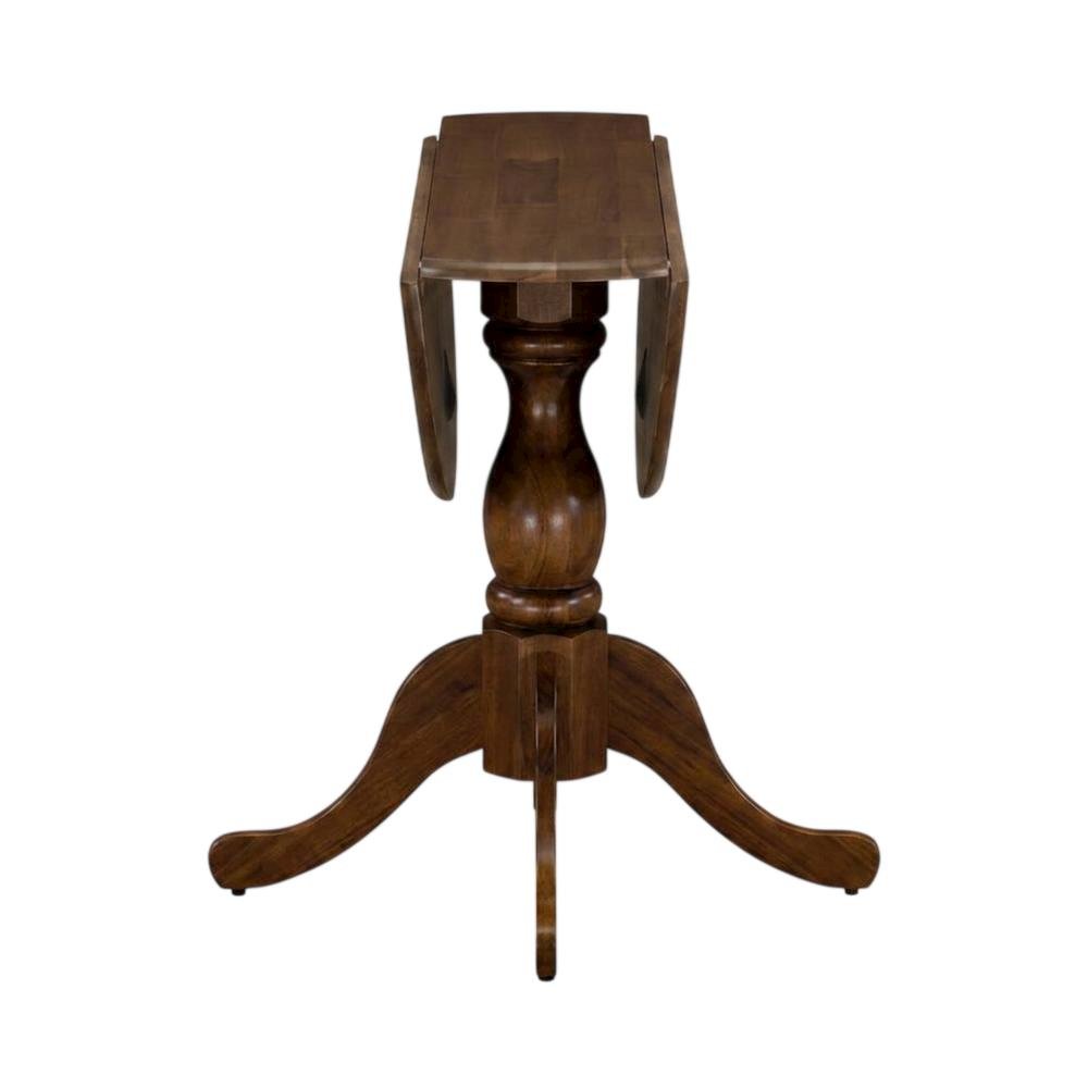 Wood Round Dining Table with Drop-Leaf Top and Pedestal, Walnut