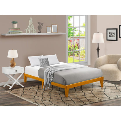 Queen Size Bed Frame with 4 Hardwood Legs and 2 Extra Center Legs - Oak Finish