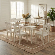 Linen-Upholstered Extendable Dining Table with Chairs, Farmhouse Style