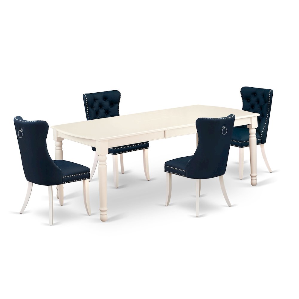 5 Piece Kitchen Set Consists of a Rectangle Dining Table with Butterfly Leaf