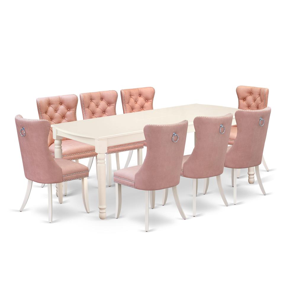 9 Piece Kitchen Set Contains a Rectangle Dining Table with Butterfly Leaf