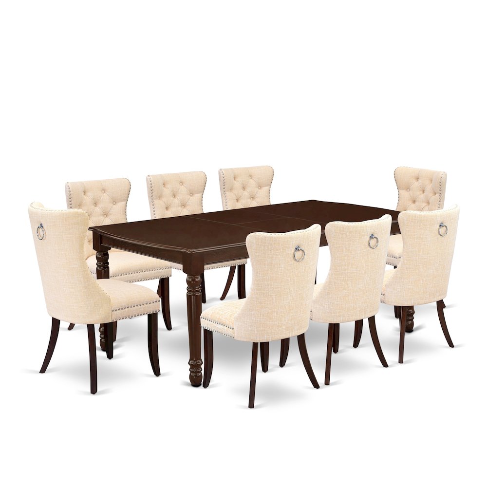9 Piece Dining Table Set Contains a Rectangle Kitchen Table with Butterfly Leaf