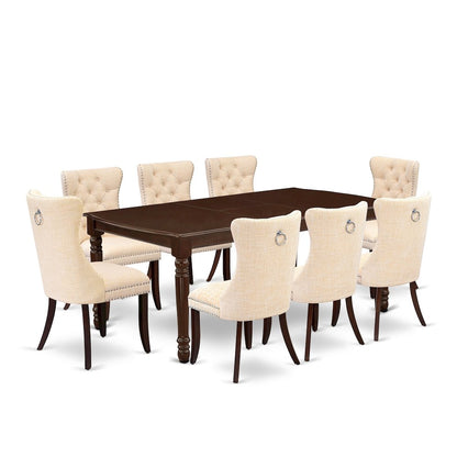 9 Piece Dining Table Set Contains a Rectangle Kitchen Table with Butterfly Leaf