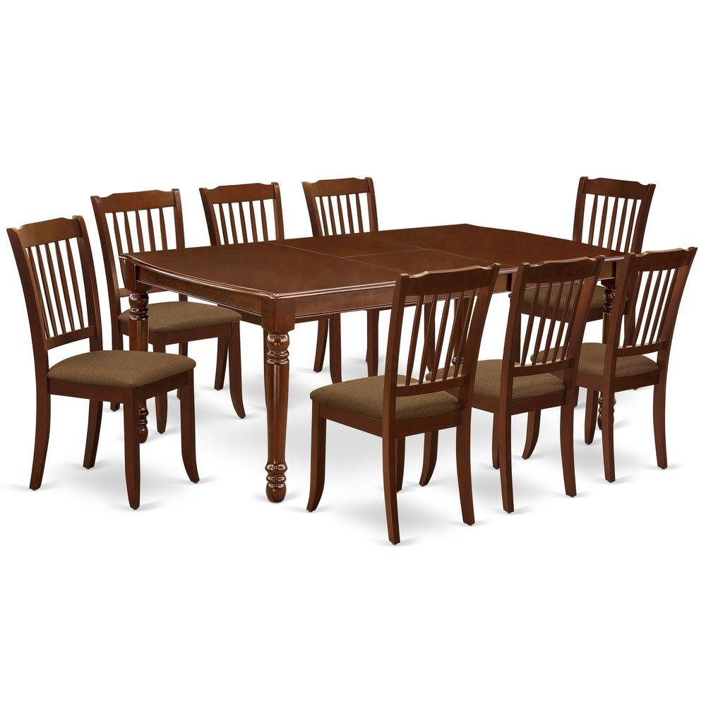 Wood Dining Table Set with Butterfly Leaf and Upholstered Chairs