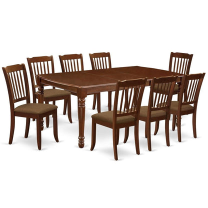 Wood Dining Table Set with Butterfly Leaf and Upholstered Chairs
