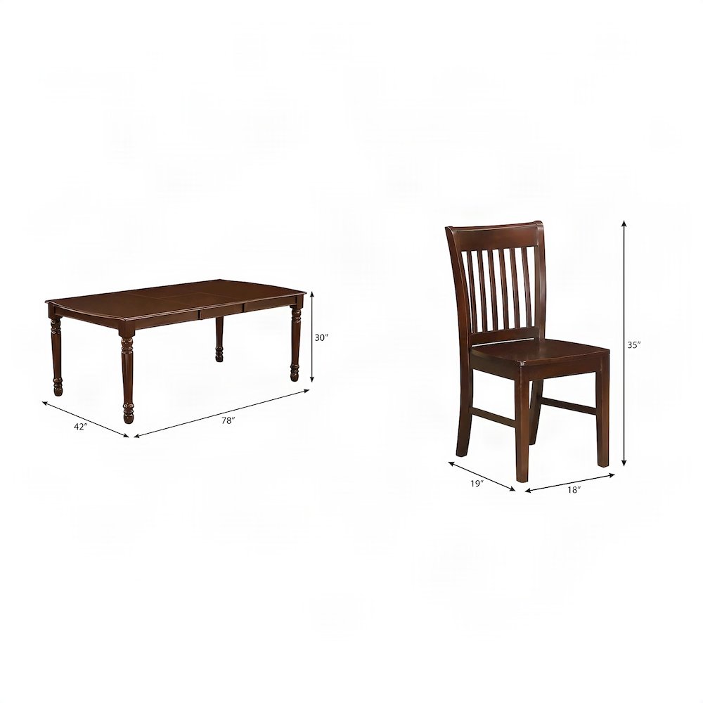 Mahogany Dining Table Set with Chairs, Extendable Kitchen Table