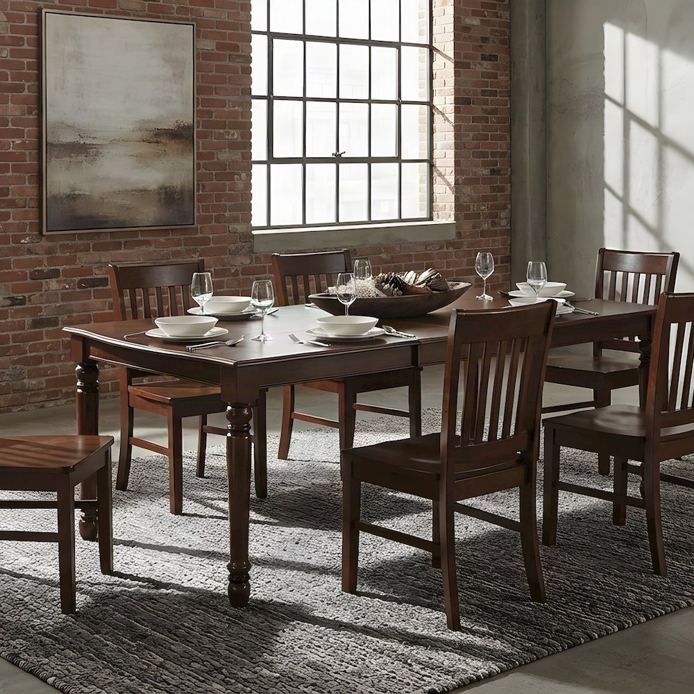 Mahogany Dining Table Set with Chairs, Extendable Kitchen Table