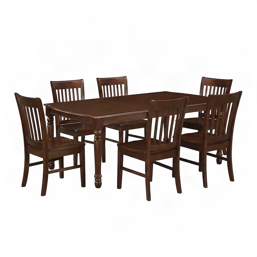Mahogany Dining Table Set with Chairs, Extendable Kitchen Table
