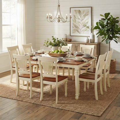 Solid Wood Dining Table with Butterfly Leaf and 8 Chairs, 9 Piece Set