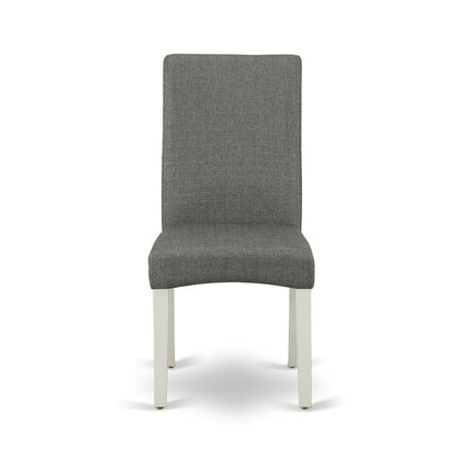 AMDR3-LWH-07 3 Piece Kitchen Table Set - 1 Modern Dining Table and 2 Grey Dining Chairs - Linen White Finish