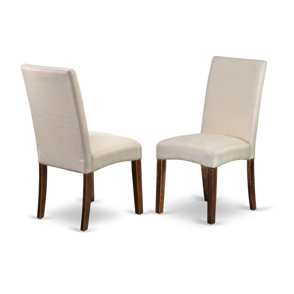 AMDR3-MAH-01 3 Piece Dining Table Set - 1 Wooden Dining Table and 2 Cream Padded Chairs - Mahogany Finish