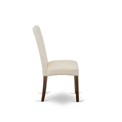 AMDR3-MAH-01 3 Piece Dining Table Set - 1 Wooden Dining Table and 2 Cream Padded Chairs - Mahogany Finish