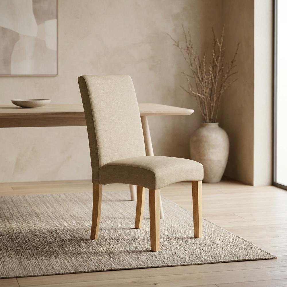 Oak Parsons Dining Chair with Upholstered Seat, High-Back Kitchen Chair, Set of 2