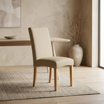 Oak Parsons Dining Chair with Upholstered Seat, High-Back Kitchen Chair, Set of 2