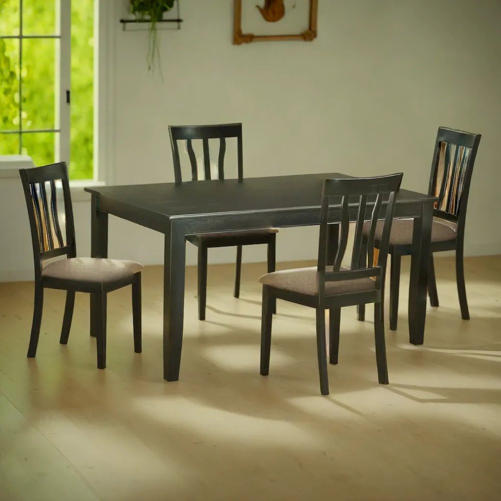 Dining Room Table Set for 4 with Rectangular Table and Wooden Chairs