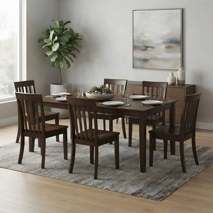 Solid Wood Rectangular Dining Table with 6 Chairs 7 Piece Set