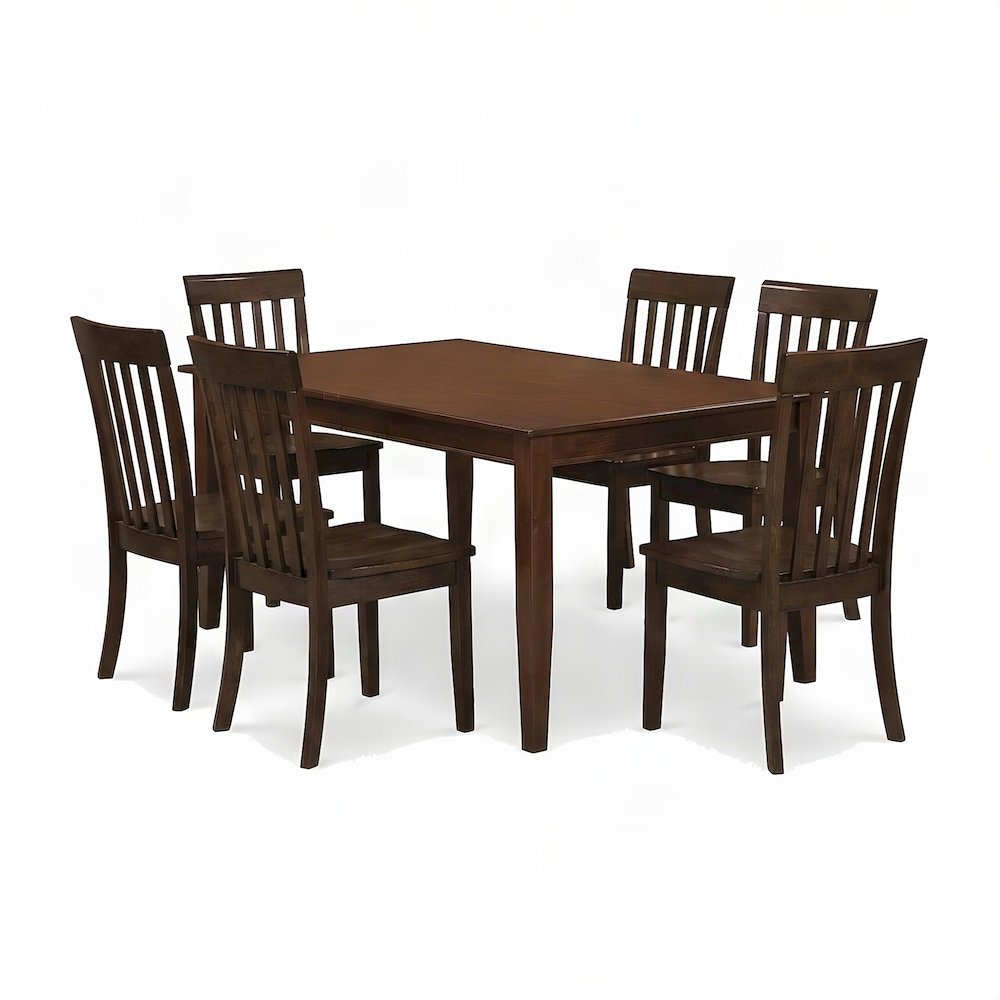 Solid Wood Rectangular Dining Table with 6 Chairs 7 Piece Set
