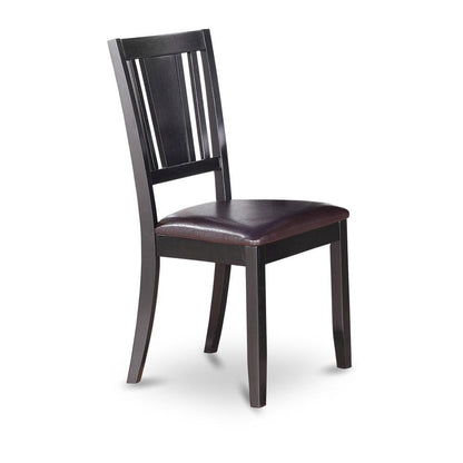 Elegant Black Wooden Dining Chairs with Faux Leather Seat – Set of 2