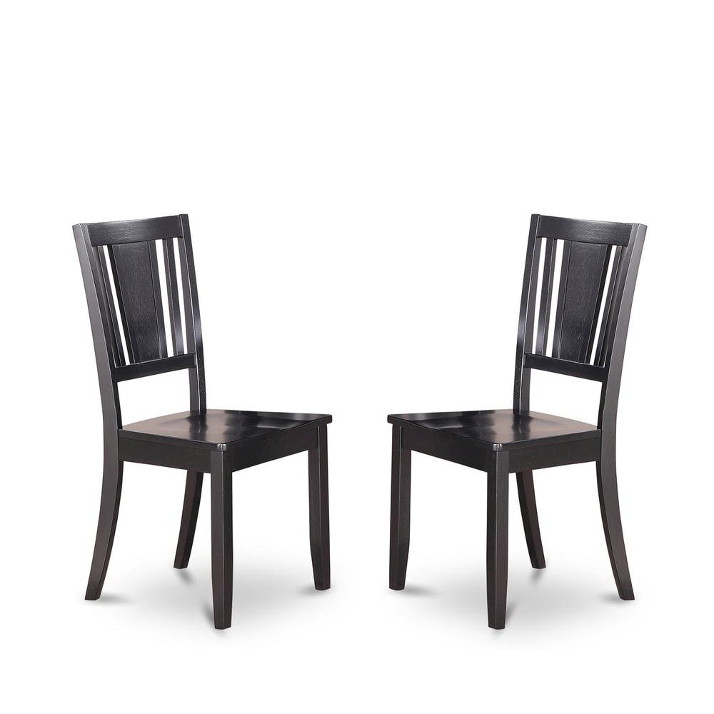 Elegant Black Wooden Dining Chairs – Classic Design, Set of 2