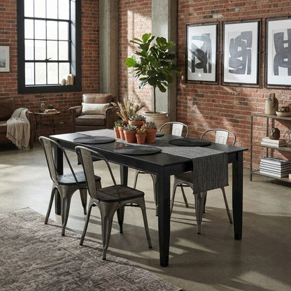 Wood Rectangular Dining and Kitchen Table with Traditional Base, Black