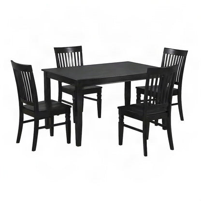 Solid Wood Rectangular Dining Table with 4 Kitchen Chairs 5 Piece Set