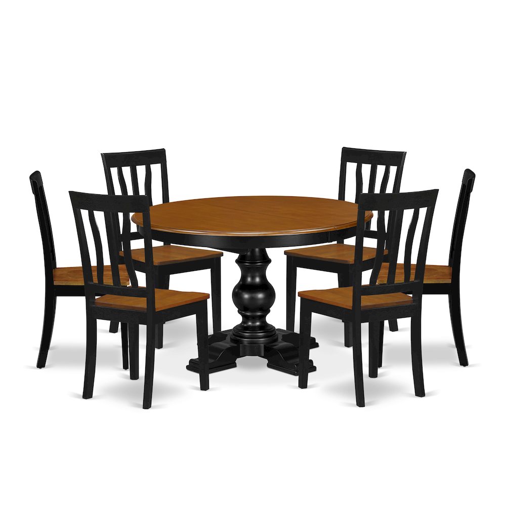 7-Piece Breakfast Room Set, Black & Cherry