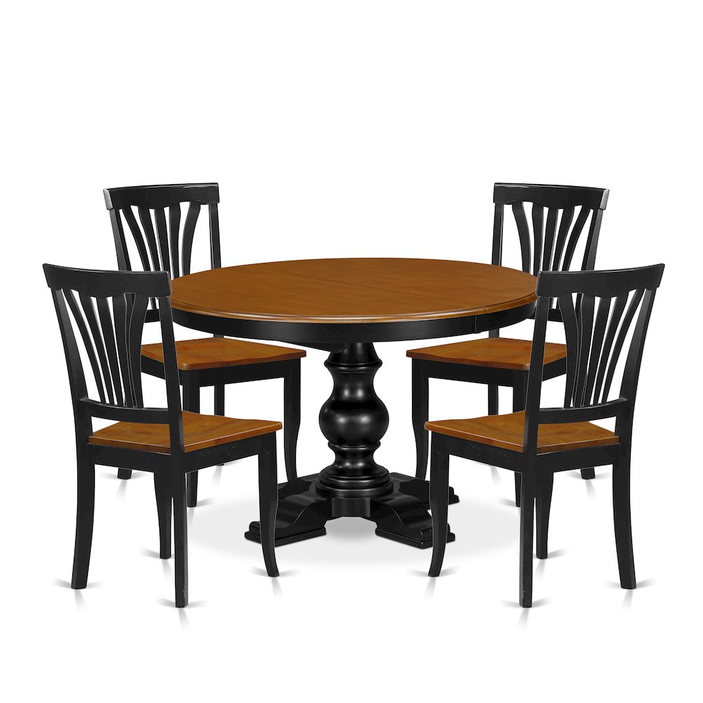 5-Piece Modern Dining Set, Black & Cherry