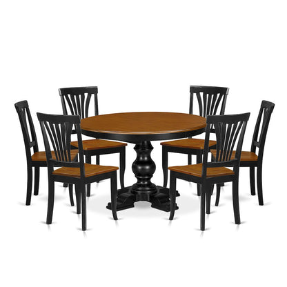 7-Piece Modern Dining Set, Black & Cherry