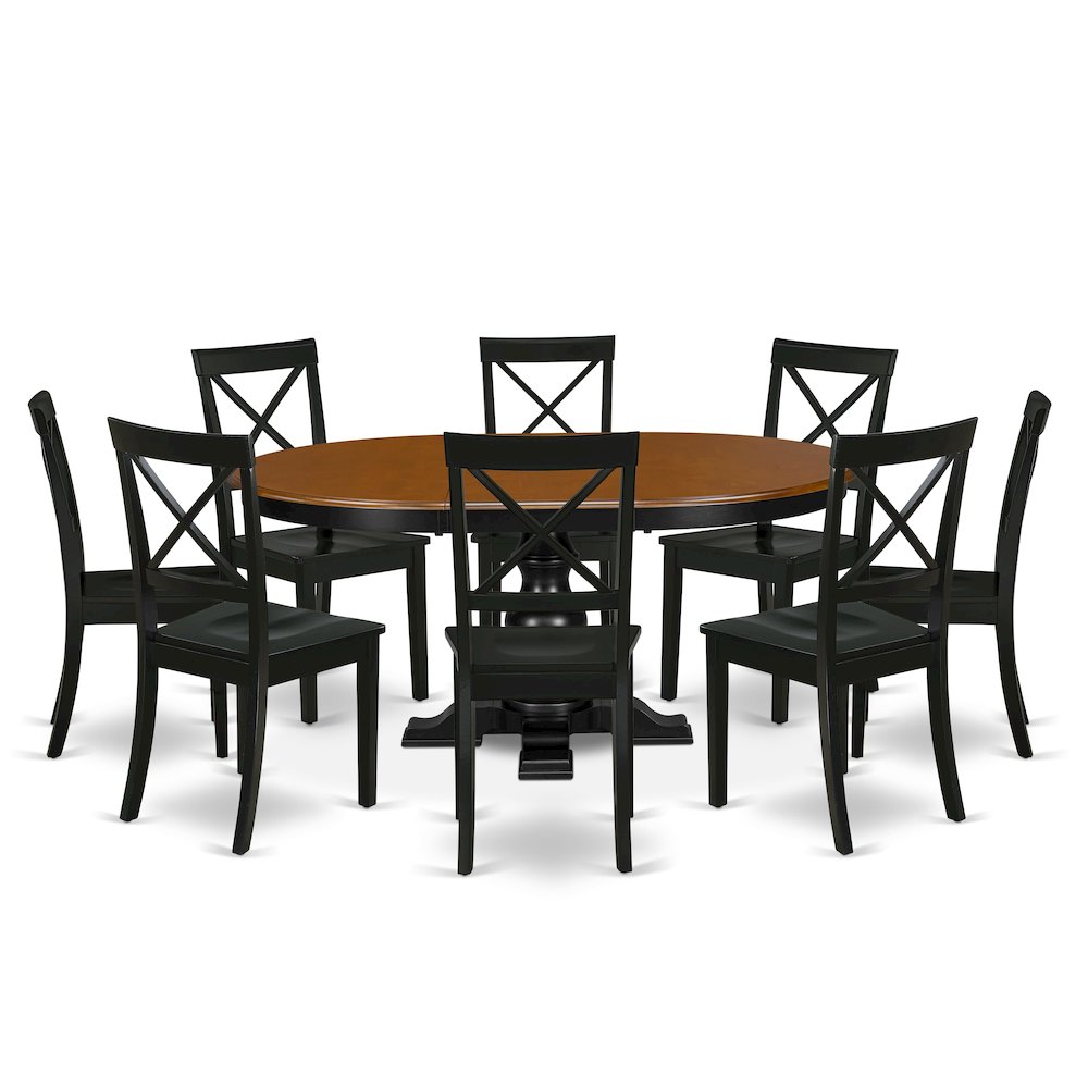 5-Piece Modern Dining Set, Black & Cherry