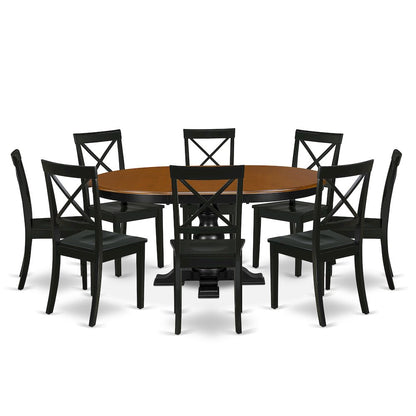 5-Piece Modern Dining Set, Black & Cherry