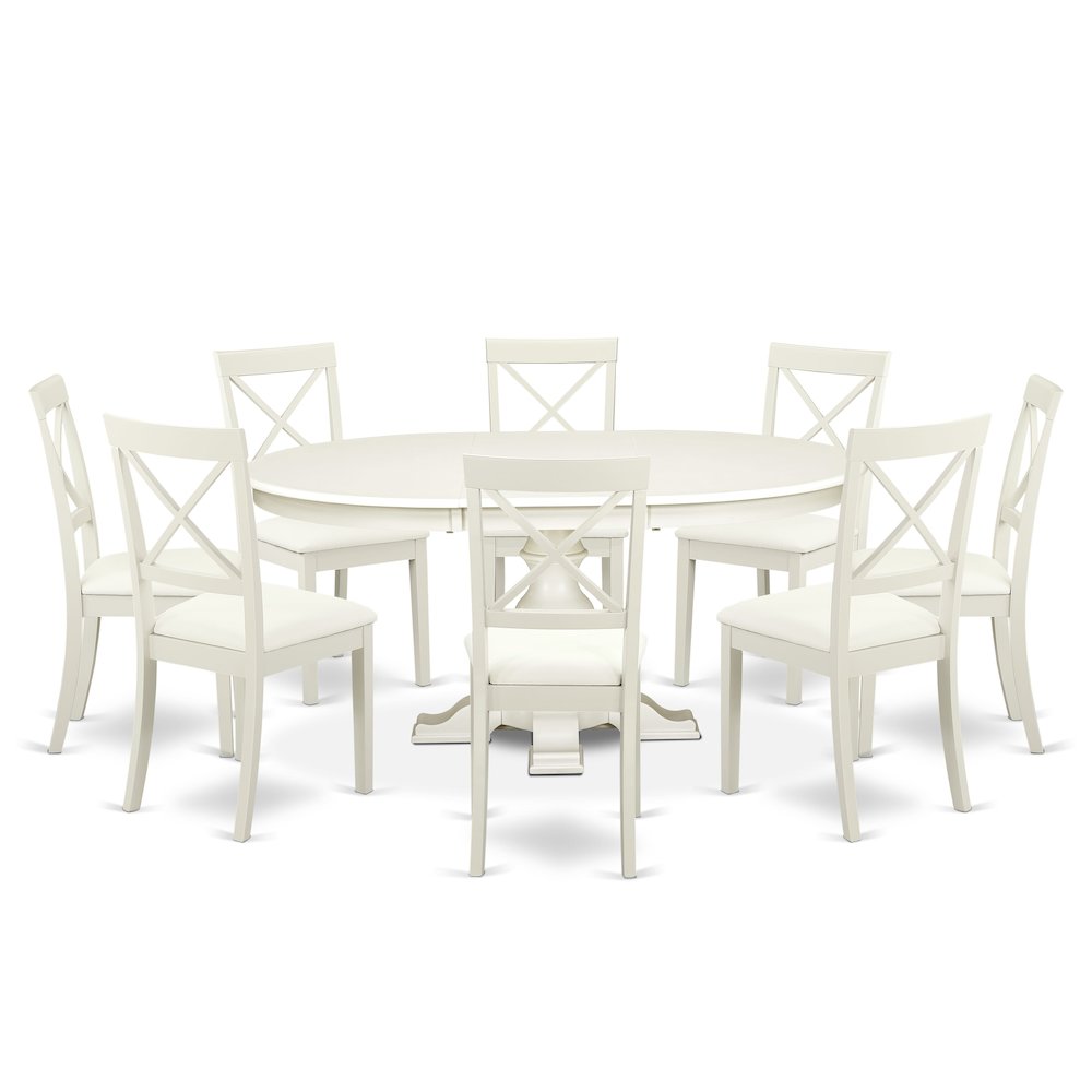 7-Piece Modern Dining Set, Linen White